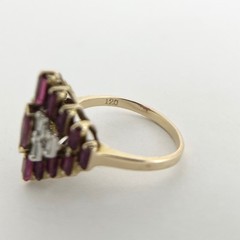 Vintage Tourmaline Diamond Pyramid Cocktail Ring 14K Yellow Gold, 4.21 Grams
