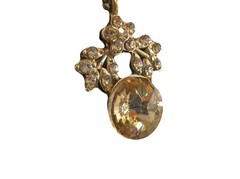 Stunning Vintage Champagne Rhinestones Flowers And Bows Earrings, 2”