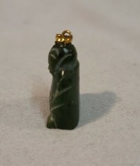 Vintage Solid Carved Green Jade Buddha Pendant Charm 6 grams