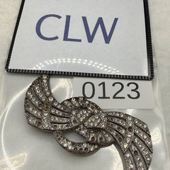 Vintage Butler and Wilson Rhinestone Ribbon Brooch Pot Metal Signed B&W READ