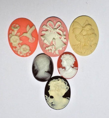 23 of 27-40mm Mixed Lot of Vintage Oval Cameos Cabs, for Pendant Settings Mint