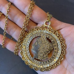 Vintage 1880 E.PLUR.L.BUS.UNUM By Crown Jewel Man Made Diamonds Necklace Pendant