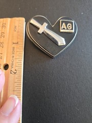 Antique Adjuntant General Sword Heart Lapel Pin Pendant