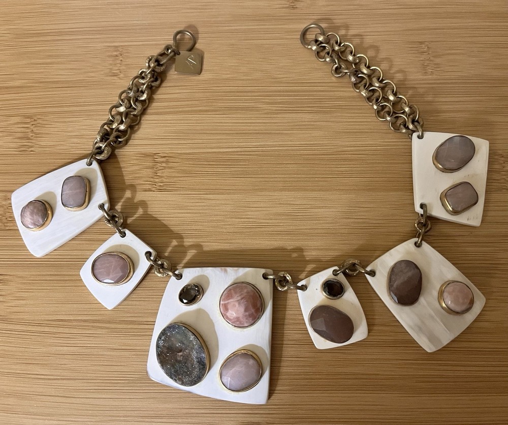 Ashley Pittman Necklace AP Gemstones Bone? Horn? Vintage Kenya