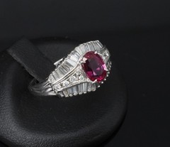 Fine 1.59ct GIA Intense Red Burma Ruby & 1.22ct Diamond Platinum Ring, Size 7.75
