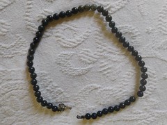 Faux Dark Jade Round Bead Choker Necklace 16″ with Wired Clasp