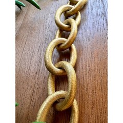 Chunky Matte Gold Tone Link Bracelet | Textured Satin Finish | Signed RL China