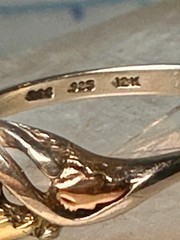Black Hills Gold ring size 8 Pearl leaves band sterling silver women