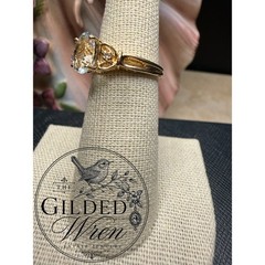 Vintage 14K Gold Aquamarine & Diamond Ring | Size 5.75 | Estate Fine Jewelry