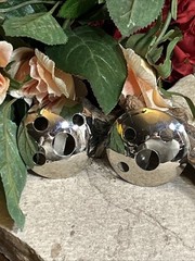 46. Vintage PELLINI Silver tone Dome Disk Open Work Clip on Earrings 45mm, 19.5g