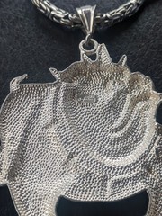 925 Sterling Silver One Of A Kind Vintage Bulldog Large Pendant & Chain