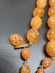 Vintage Orange Plastic Lucite Beaded 16” Necklace 6076