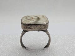 Vintage Sterling Silver 925 “Shiva Eye” Shell Square Ring Size 5.75