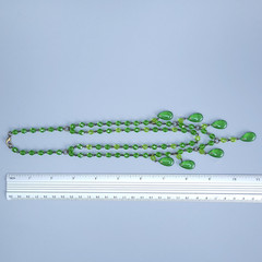 Green Necklace 18” Vintage Glass Czech Beads Women`s Jewelry Art Deco Style