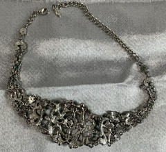 VCLM Vintage Victorian Style Choker Necklace Blue Green AB Crystals