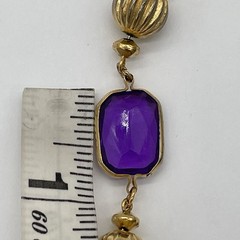 Vintage Unbranded Gold Tone Necklace With Emerald Cut Faux Amethyst Stones