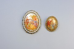 Vintage lot Cameo Style romantic Brooch Pin 1 signed West Germany PG25