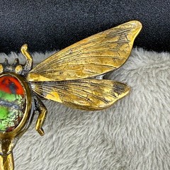 Vintage Dragonfly Brooch Gold Tone Insect Old