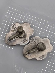 VINTAGE MEXICO PGG INLAY STERLING SILVER EARRINGS 925 SCREW BACK 1950’S ERA NICE