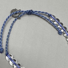 Glass Bead Bracelet Round Blue Cord Adjustable 6mm Smooth Finish Stackable Slide