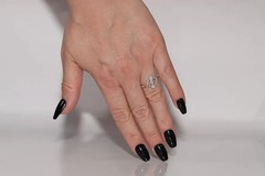 Art Dec Style Lab Created Diamond Three-Stone Anniversary Ring 14K White Gold FN