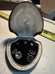 Preowned Signed Krementz Gold Filled Tuxedo, Set Cufflinks, And Shirt Studs