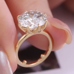 10K Yellow Gold FN With Round Cut 3.87CT White Moissanite Women’s Solitaire Ring