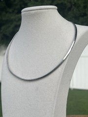 Vintage Italy 925 Sterling Silver 15” Square Snake Chain Choker Necklace