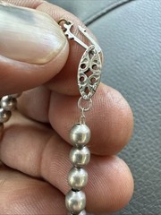 Vintage Sterling Silver Ball Bead Necklace Stamped Sterling