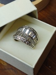 Vintage Sterling Silver Cocktail Ring Baguette Channel Set Clear Stones Sz 7