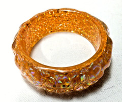 Vintage 80’s adult size Acrylic light orange iridescent bangle Bracelet