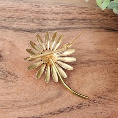 Vintage Original by Robert Enamel Daisy Brooch White Yellow Flower Mod 60s Pin