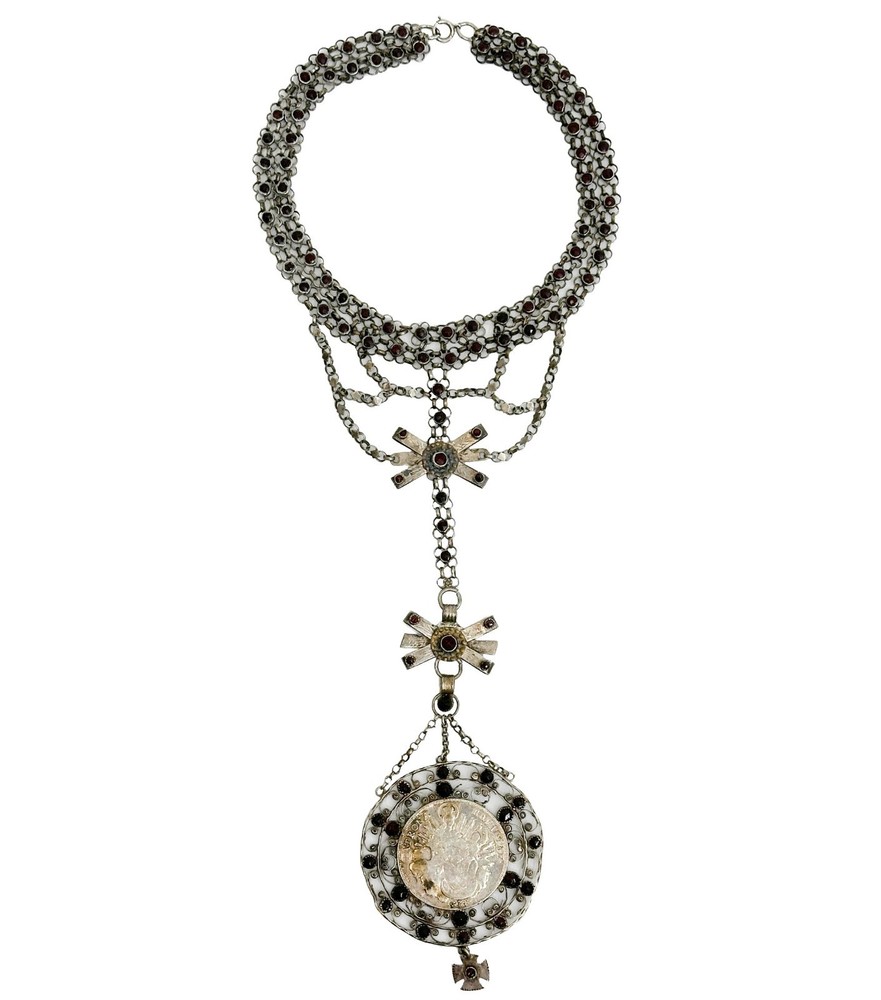 Silver Necklace Chain Mounted German Bavaria 1774 Thaler Coin
