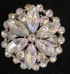 VTG Brooch Aurora Borealis Crystal Rhinestones Starburst Flower statement