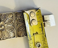 Antique Victorian 7 Panel Bracelet 800 Silver 1.4 Oz Floral Filigree Box Clasp
