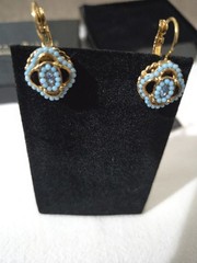 Joan Rivers Classics Collection Leverback Earrings Gold-Tone Blue Rhinestone VTG