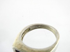 Vintage Sterling Silver Purple Glass Bar Top Ring 925 Size 5.25 Weighs 3.8g