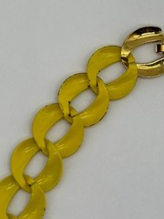 Vintage Napier Necklace of Bright Yellow Coated Enamel Chunky Chain Links Signed