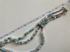 Amazonite & Rose Quartz Gemstone Sterling Silver 925 Multi Strand Necklace 137g