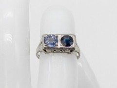 Antique $4000 BELAIS 1.21ct Certified Blue Sapphire 18k White Gold Platinum Ring