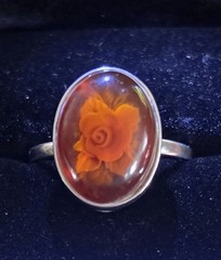 925 Sterling Silver Vintage Ring POLAND Designer Flower Carved Size 14.5