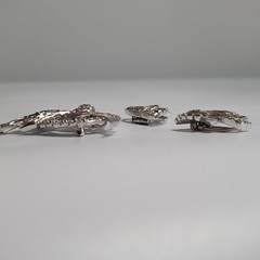 Unsigned JOMAZ/ MAZER clear swirl brooch pendant fur/ shoe clips brooch set of 3