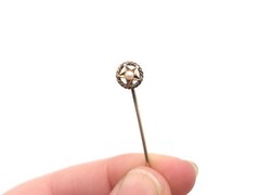 Vintage 14k Solid Gold Pearl Star Setting Circle Stick Pin Hat Pin .9 grams