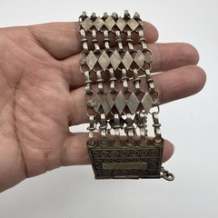 Antique Ottoman Turkish Silver Tone Filigree Stick Pin Bracelet 8.25″