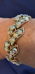 Austrian Aurora Borealis Crystal Bracelet Set In Goldstone Metal