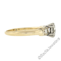 Antique 14k Gold & Palladium 0.60ctw Old Diamond Squared Setting Engagement Ring