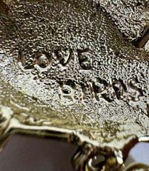 AJC Brooch Love Birds with Dangling Heart Gold Tone
