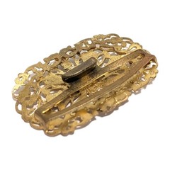 Antique Victorian Brass Sash Slide Buckle Art Nouveau Filigree Gilt Brass