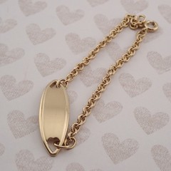 Vintage Speidel USA Gold Tone Ladies ID 6.5 in Bracelet Unengraved Cartouche