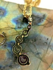 FAS Vintage Sterling Silver Vermeil 5mm Multi Gemstone Necklace 17.75″
